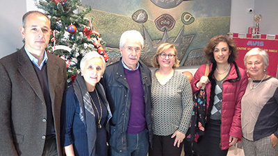 Nella foto: con la presidente Galfano e la consigliera Angela Parrinello, i coniugi Saturno (papà Giuseppe e mamma Mariella) e i due candidati donatori Vito Sorrentino e Paola Rallo