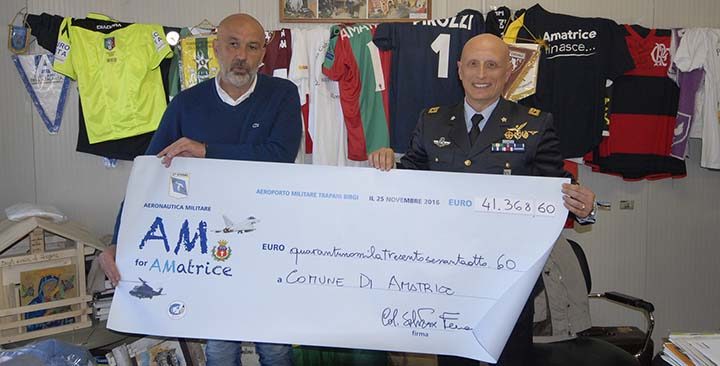 37° Stormo Trapani consegnati i proventi dell’evento AMforAMatrice