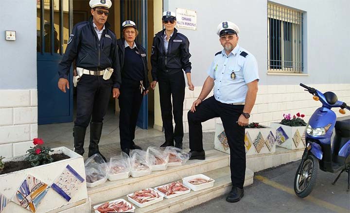 Sequestrati dalla Polizia Municipale 25kg di pesce