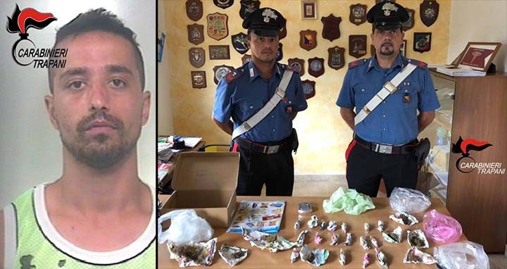 Arrestato uno spacciatore a Campobello con 100 grammi di marijuana